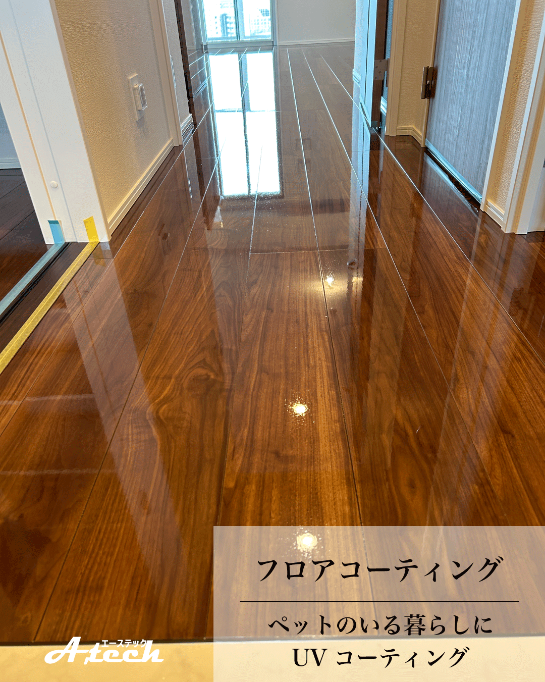 沖縄県那覇市でペット用UVフロアコーティング|新築マンション施工事例