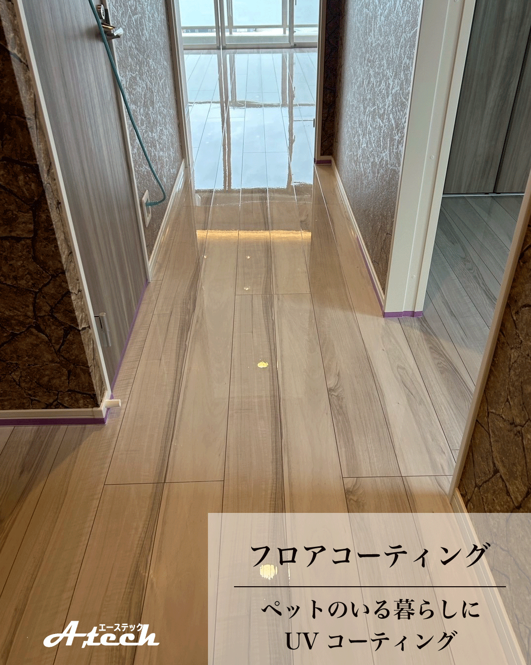 沖縄県宜野湾市でペット用UVフロアコーティング|新築マンション施工事例