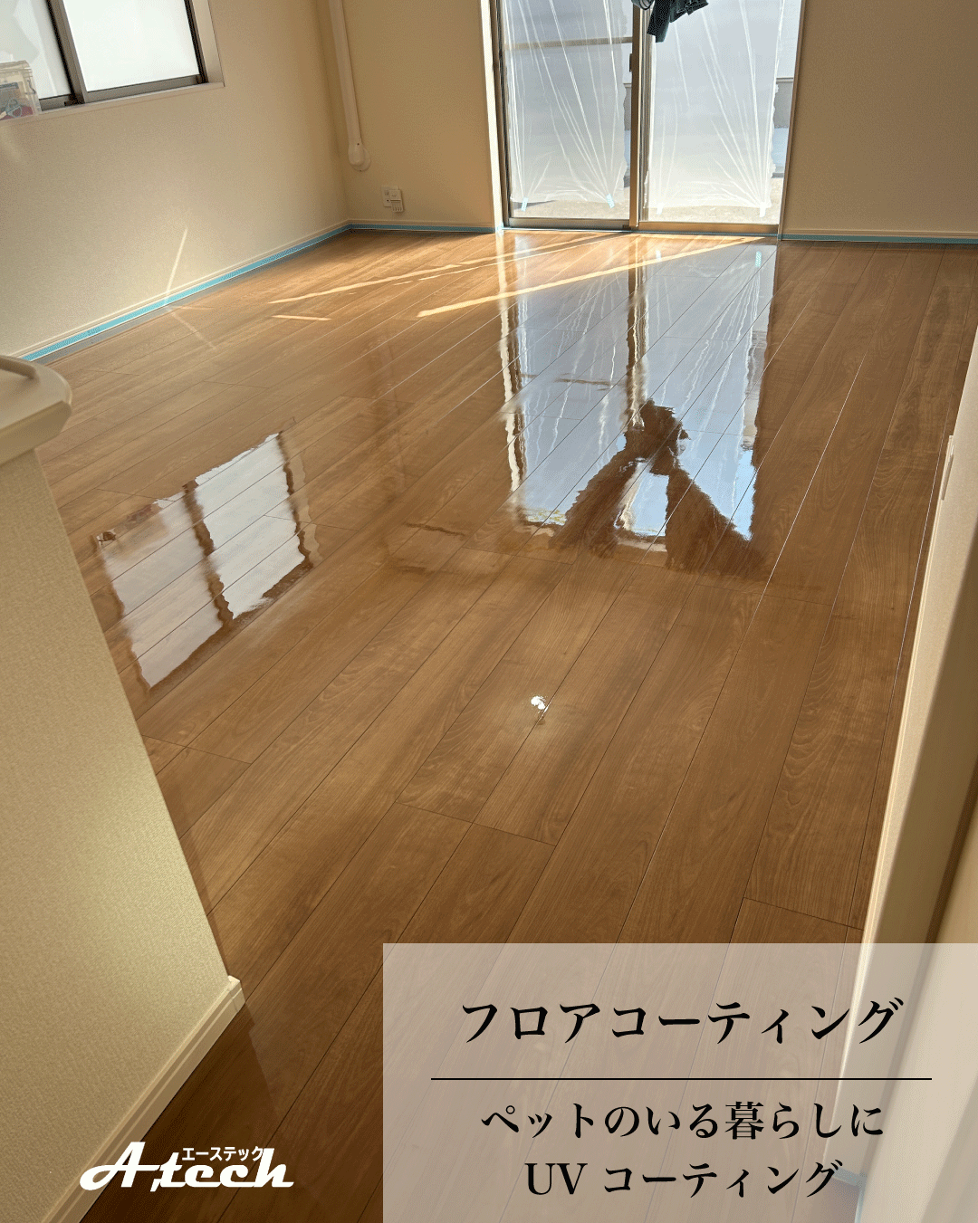 沖縄県読谷村でペット用UVフロアコーティング|新築戸建て施工事例